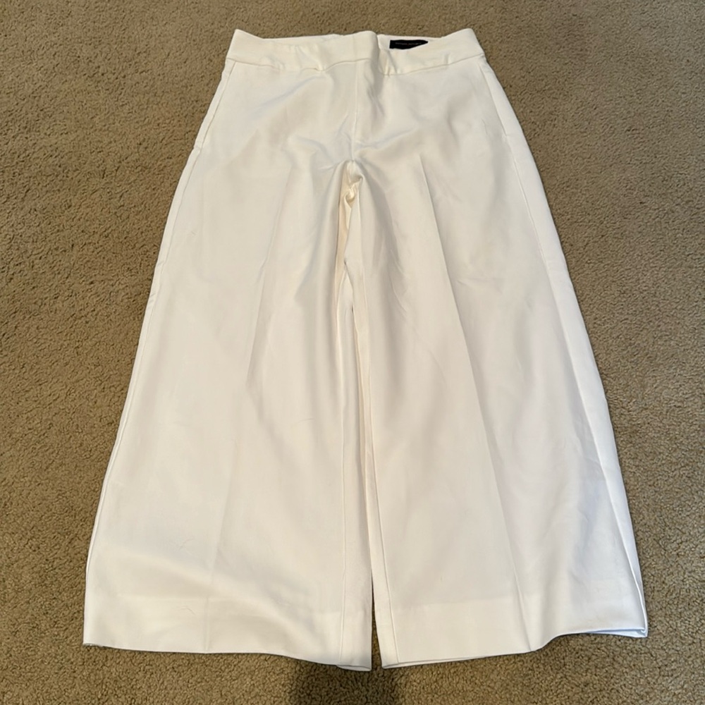 Banana Republic cropped wide leg white pants